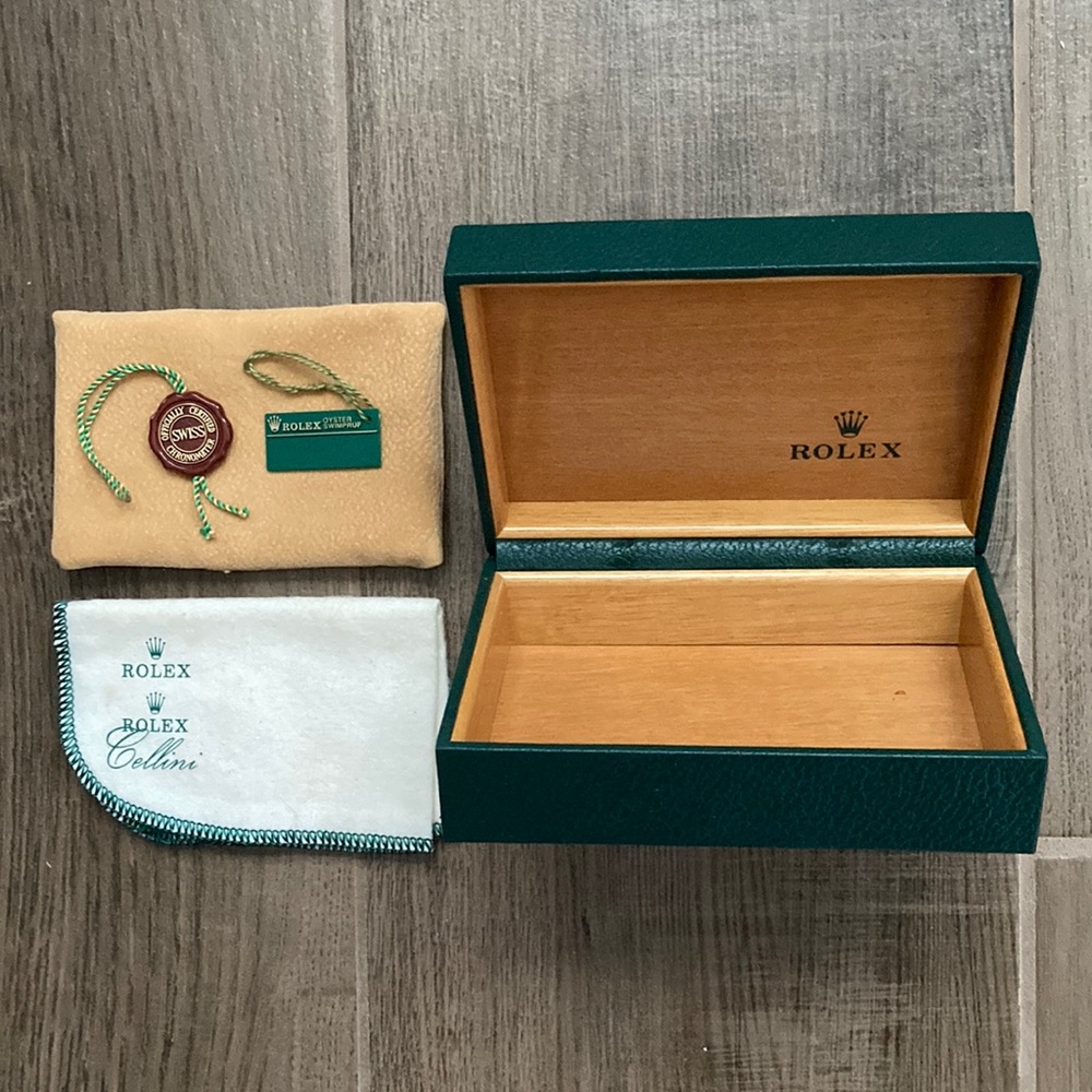 Rolex Box (No Watch) For Oyster Swimpruf 68.00.55 Green Tag Red Tag Cloth Pillow